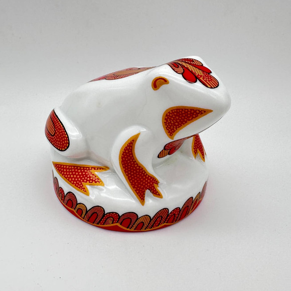ELIZABETH ARDEN Ceramic Frog Pomander, Sachet Diffuser Red White Gold Vintage - Picture 1 of 6